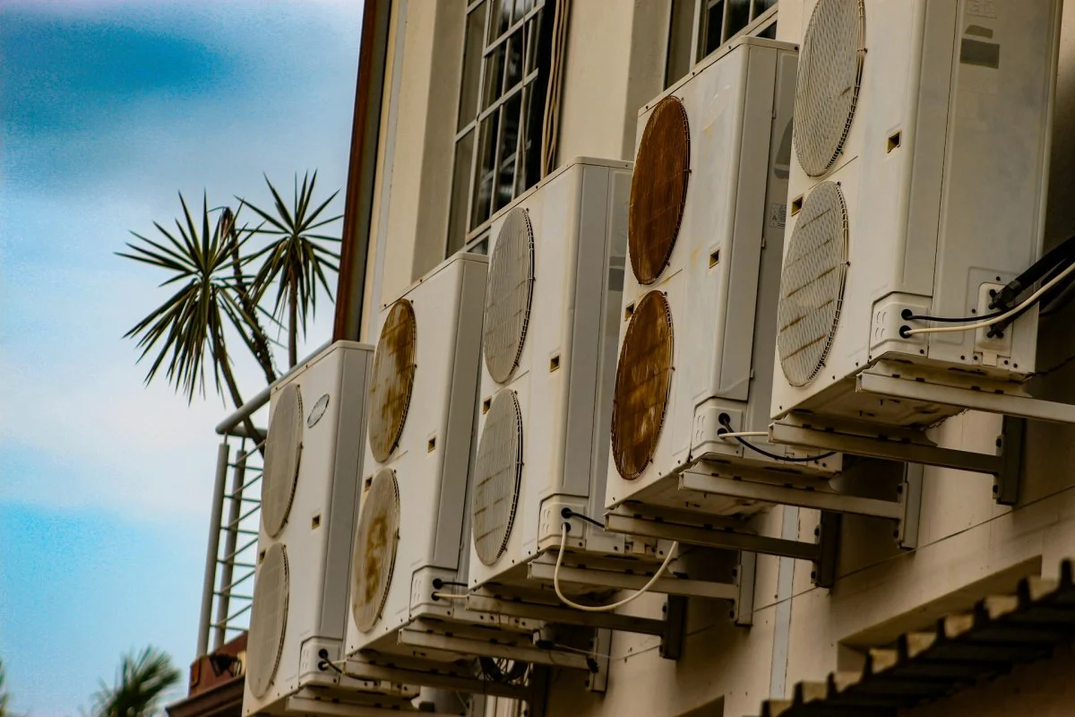 Multiple air conditioning units installed on a building in Tucson, Arizona