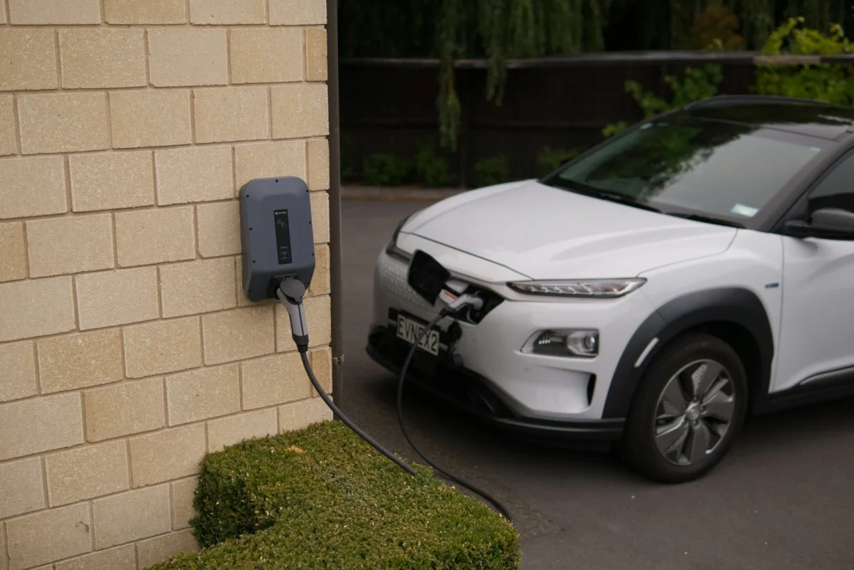 Electric vehicle connected to a home EV charger in Tucson, Arizona