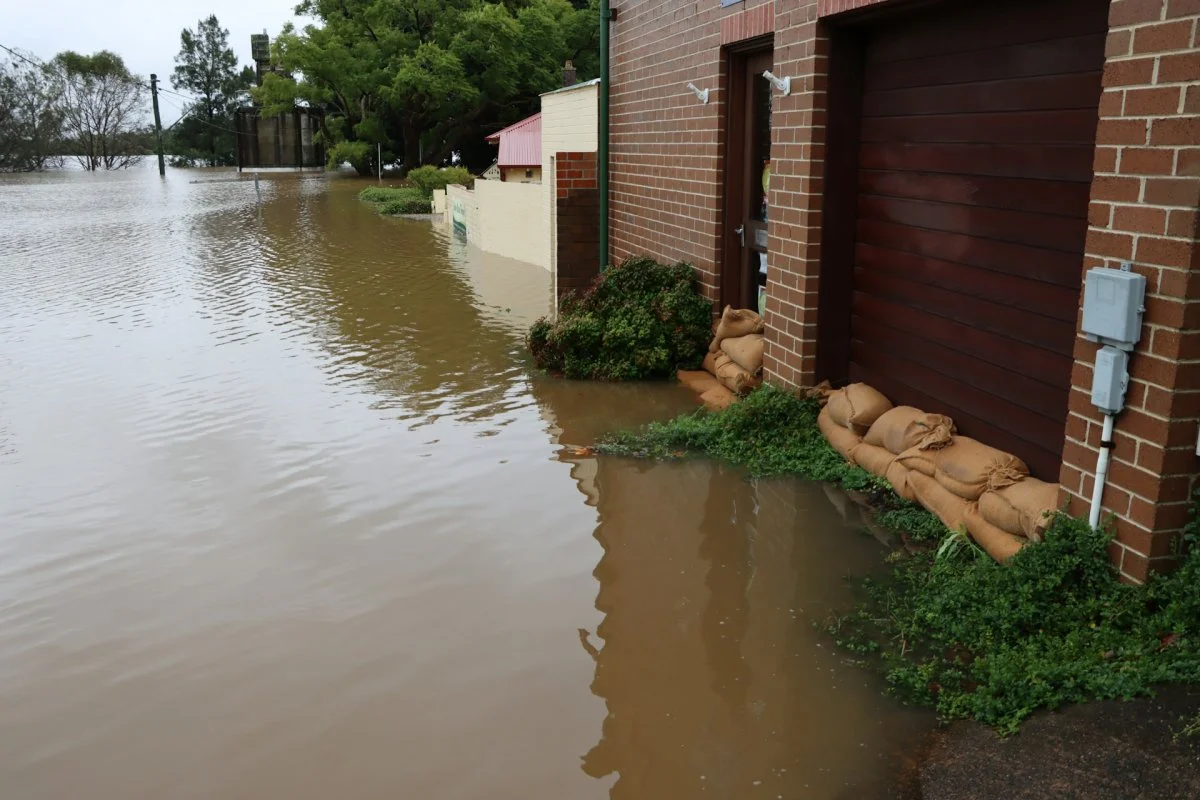 Floodwater surrounding a residential home in Tucson, Arizona